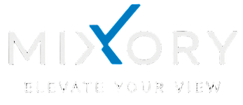 Logo of MIXXORY with tagline 'Elevate Your View' on a black background