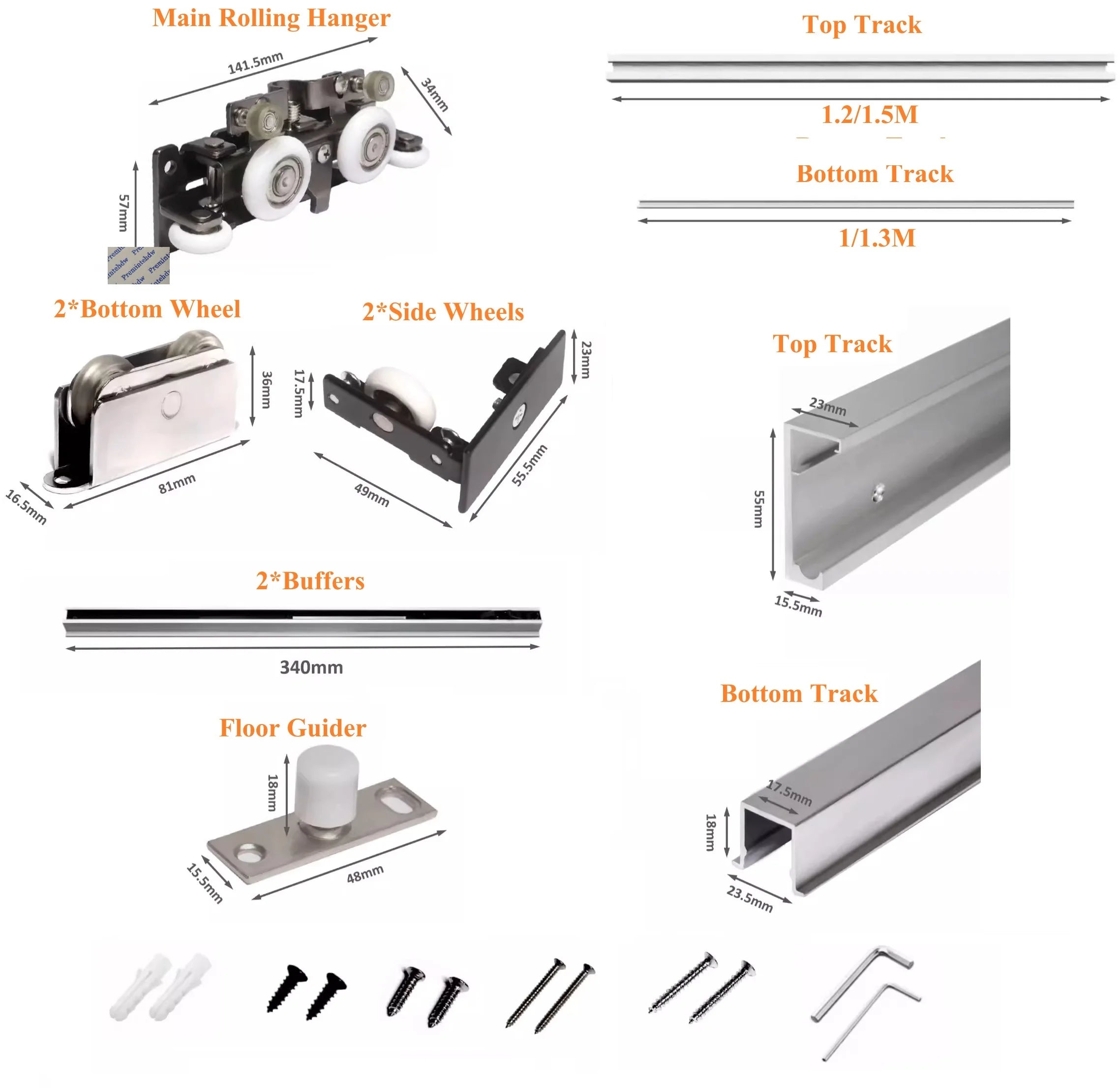 1Set Invisible Track Floating Sliding Barn Door