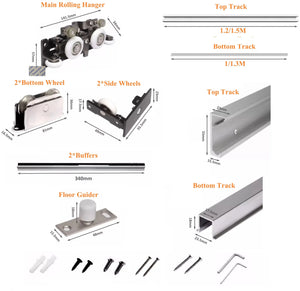 1Set Invisible Track Floating Sliding Barn Door