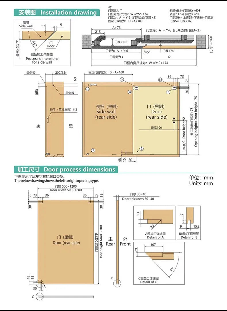 Internal Push Bus Door Track Sliding