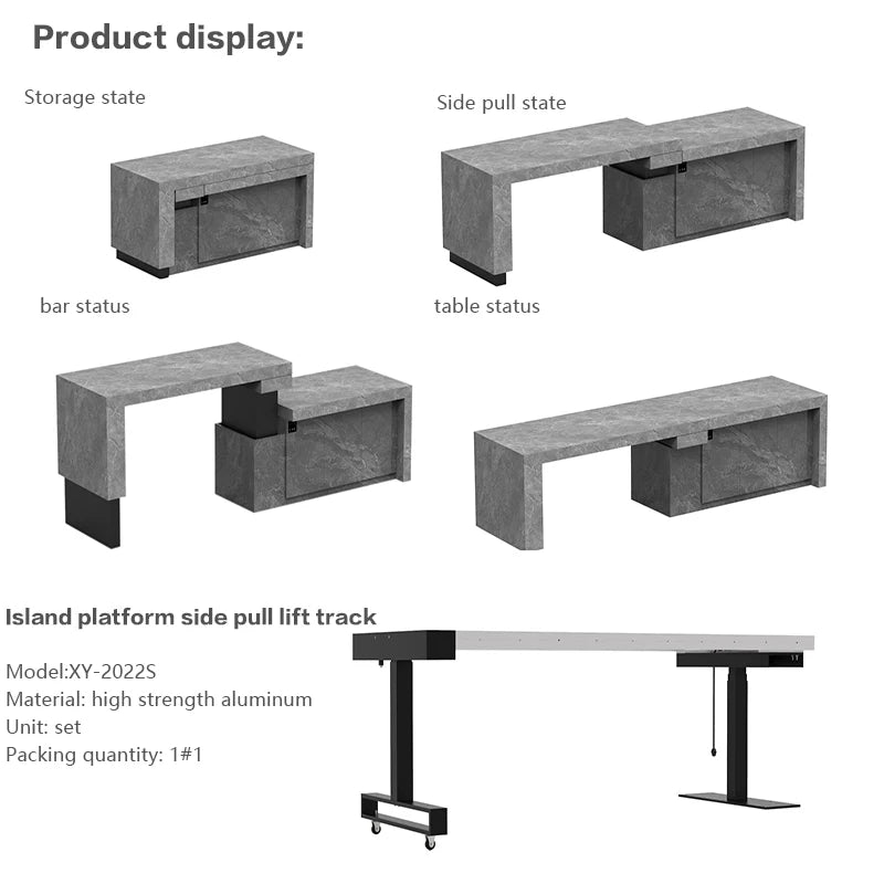 Electric Island Bar Track Extension Table