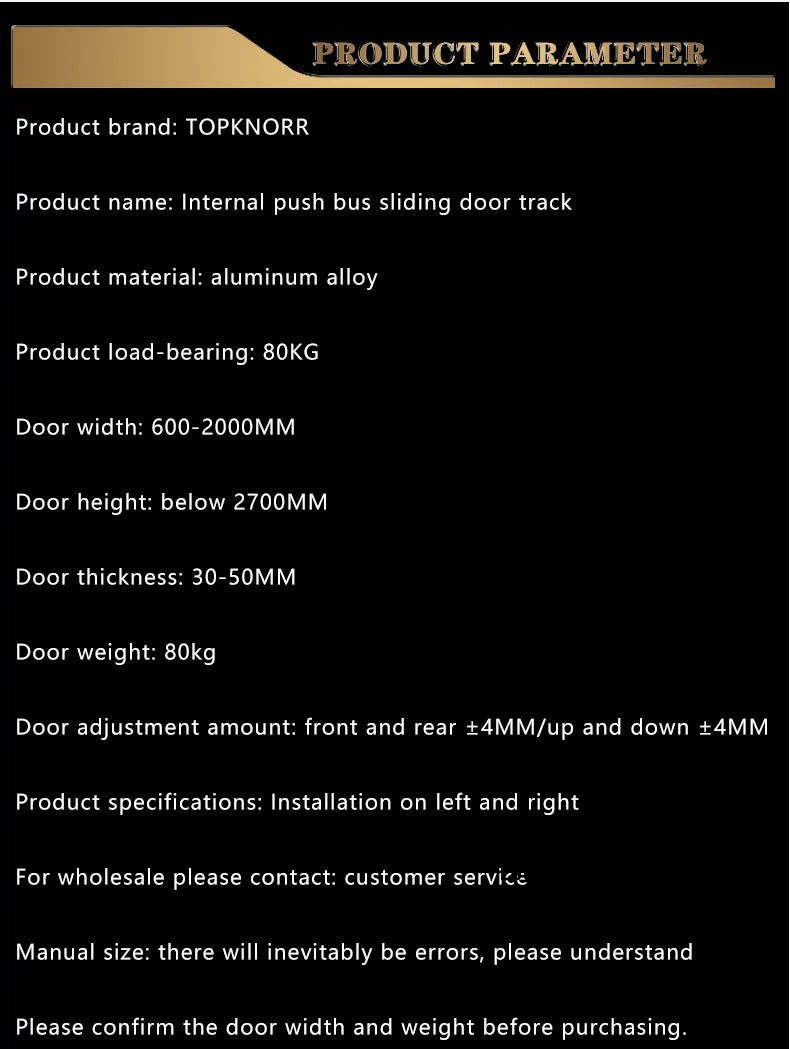 Internal Push Bus Door Track Sliding